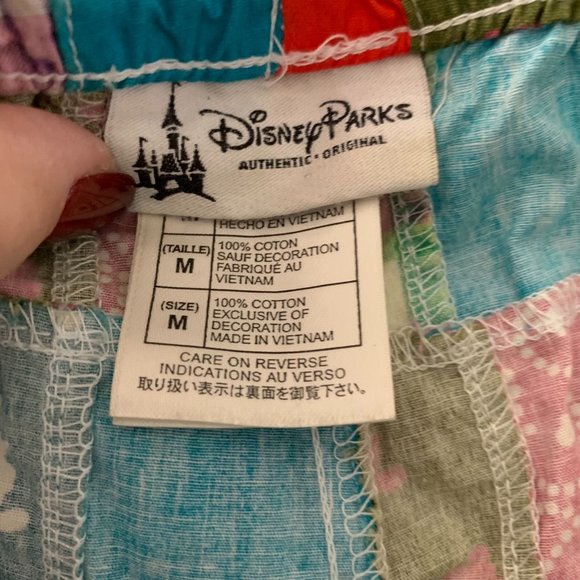 Disney Parks Mickey Mouse Lounge Pants M Multicolored Patchwork Elastic Waist - Picture 5 of 5